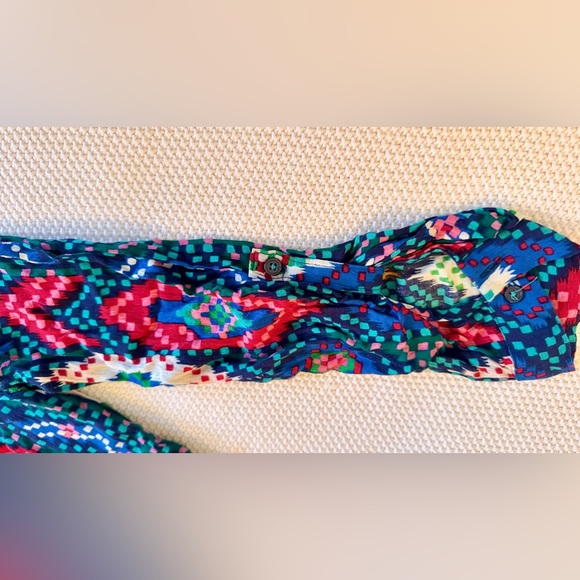 MAEVE Anthropologie Topoxte Drop Waist Geometric Ikat Multicolor Blouse Top - Picture 10 of 14
